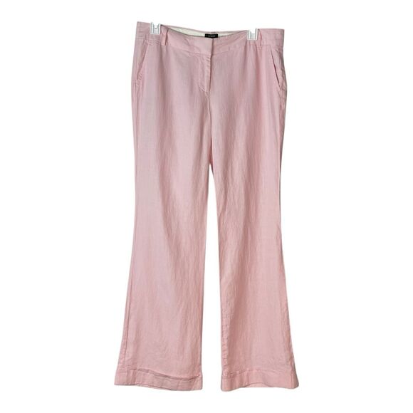 Woman’s Vintage J Crew Linen Pink Cuffed Wide Straight Leg Pants Size 8 Low Fit - Picture 3 of 6